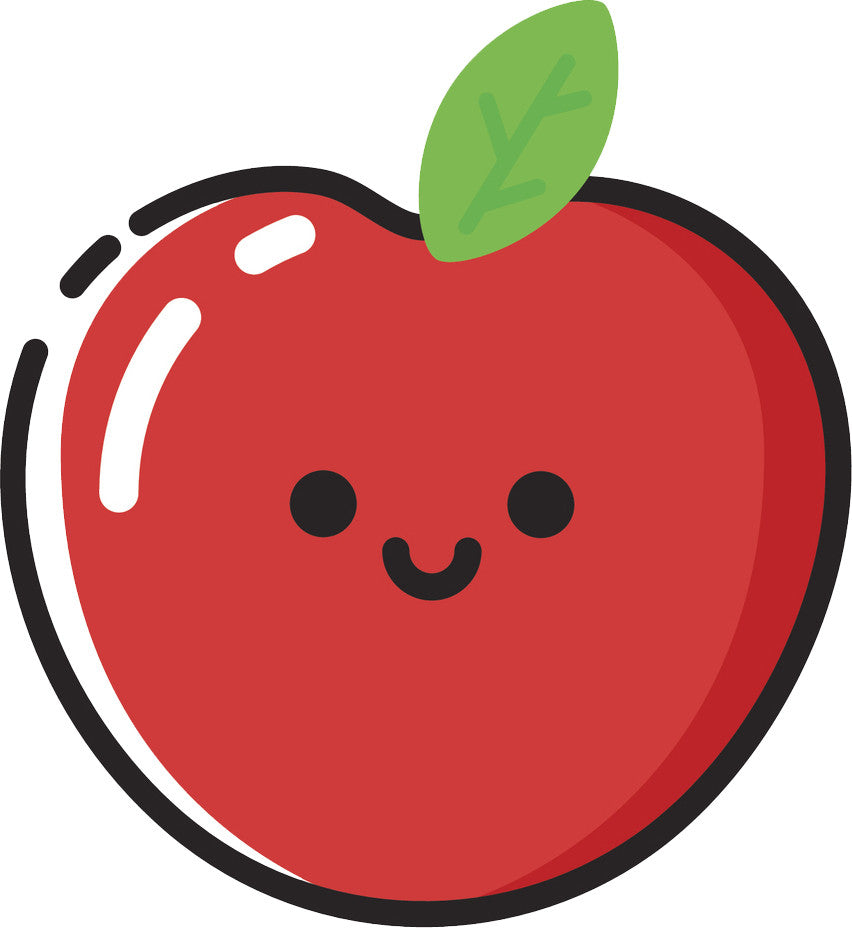 Happy Cute Kawaii Fruit Cartoon Emoji - Apple Vinyl Decal Sticker