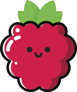 Happy Cute Kawaii Fruit Cartoon Emoji - Raspberry Vinyl Decal Sticker