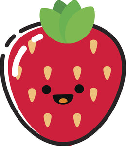 Happy Cute Kawaii Fruit Cartoon Emoji - Strawberry Vinyl Decal Sticker