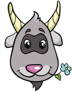 Happy Farm Animal Cartoon Emoji - Goat Vinyl Decal Sticker