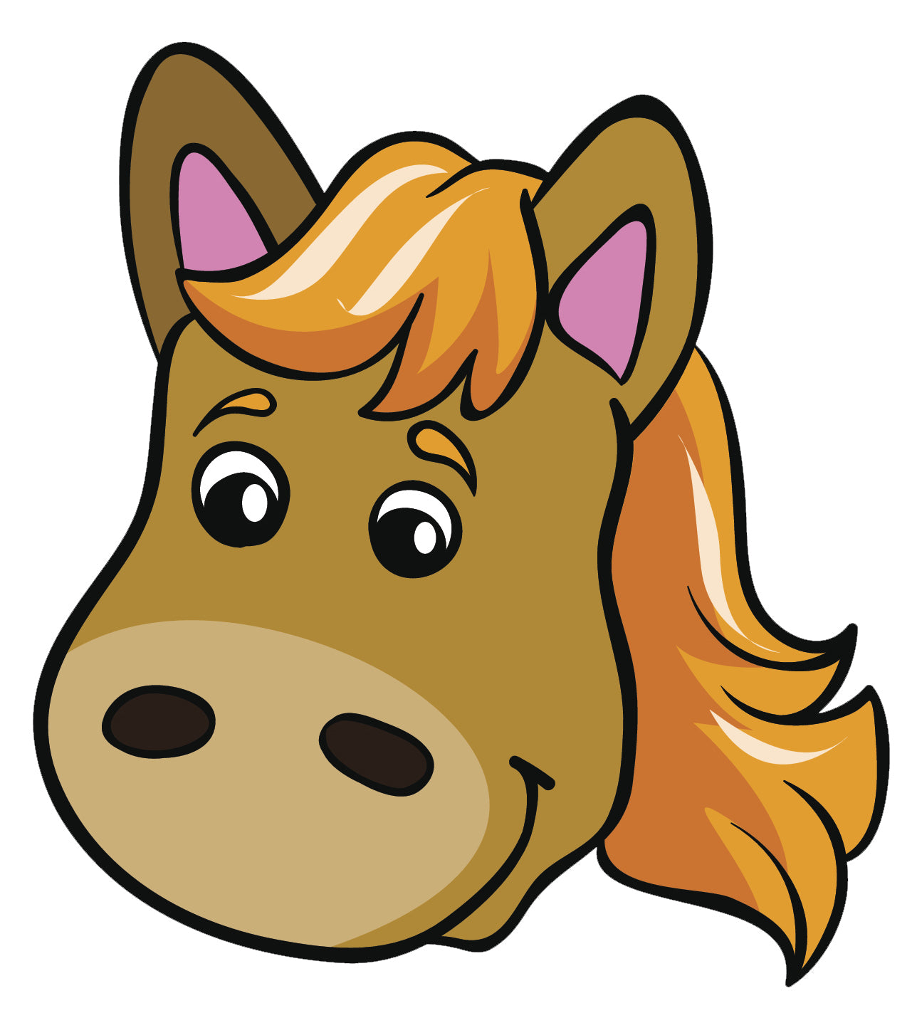 Happy Farm Animal Cartoon Emoji - Horse Vinyl Decal Sticker