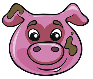 Happy Farm Animal Cartoon Emoji - Pig Vinyl Decal Sticker