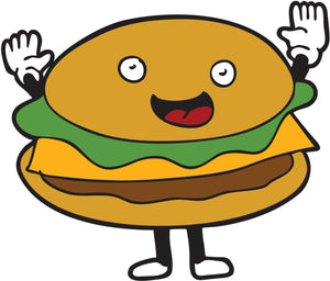 Happy Fast Food Emoji - Hamburger Vinyl Decal Sticker