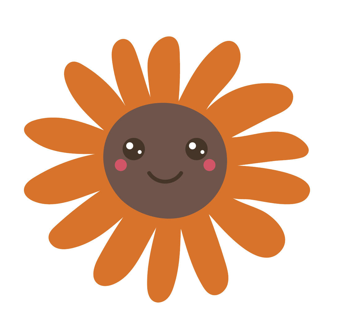 Happy Flower Emoji - Orange Sunflower Vinyl Decal Sticker