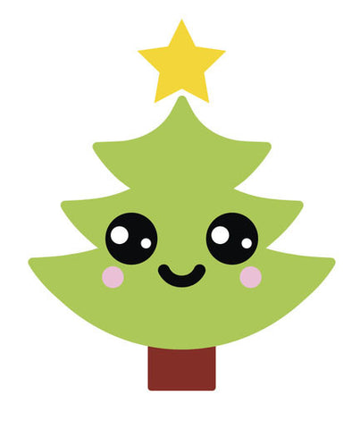 Happy Holiday Christmas Tree Emoji #10 Vinyl Decal Sticker