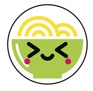 Happy Japanese Food Cartoon Emoji Green Ramen Noodle Bowl Vinyl Decal Sticker