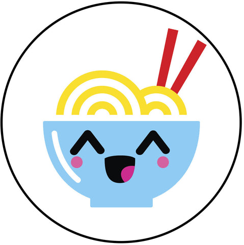 Happy Japanese Food Cartoon Emoji Ramen Noodle Bowl Vinyl Decal Sticker