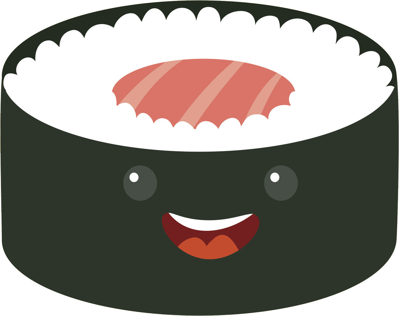 Happy Japanese Sushi Roll Cartoon Emoji #1 Vinyl Decal Sticker