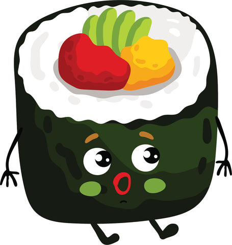 Happy Japanese Sushi Roll Cartoon Emoji #3 Vinyl Decal Sticker
