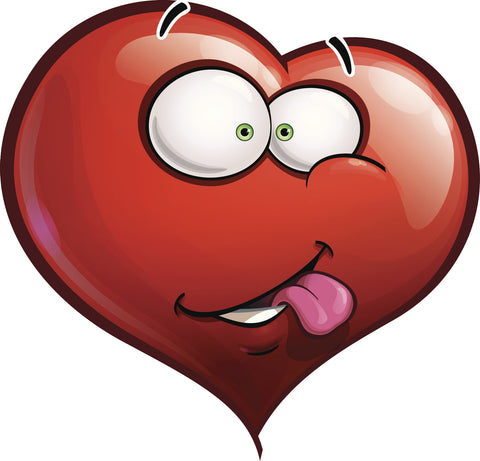 Happy Silly Heart in Love Cartoon Emoji Vinyl Decal Sticker
