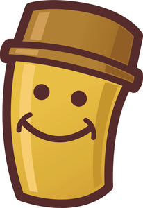 Happy Smiling Gold Brown Coffee Tea Cup Cartoon Emoji Vinyl Decal Sticker