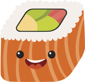 Happy Square Sushi Roll Cartoon Emoji #1 Vinyl Decal Sticker