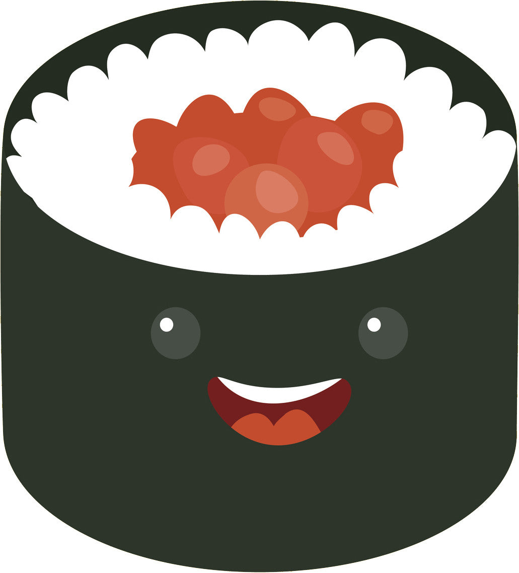 Happy Sushi Roll Cartoon Emoji Vinyl Decal Sticker