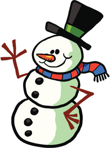 Happy Waving Frosty the Snowman Cartoon Vinyl Decal Sticker