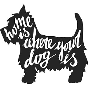 Home is Where Your Dog Is Calligraphy in Westie Silhouette Vinyl Decal Sticker