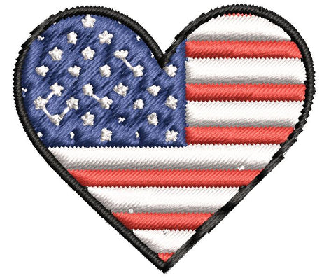 Iron on / Sew On Patch Applique I Love USA Flag in Heart Embroidered Design