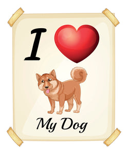 I Heart Love My Shiba Inu Puppy Dog Poster Cartoon Vinyl Decal Sticker