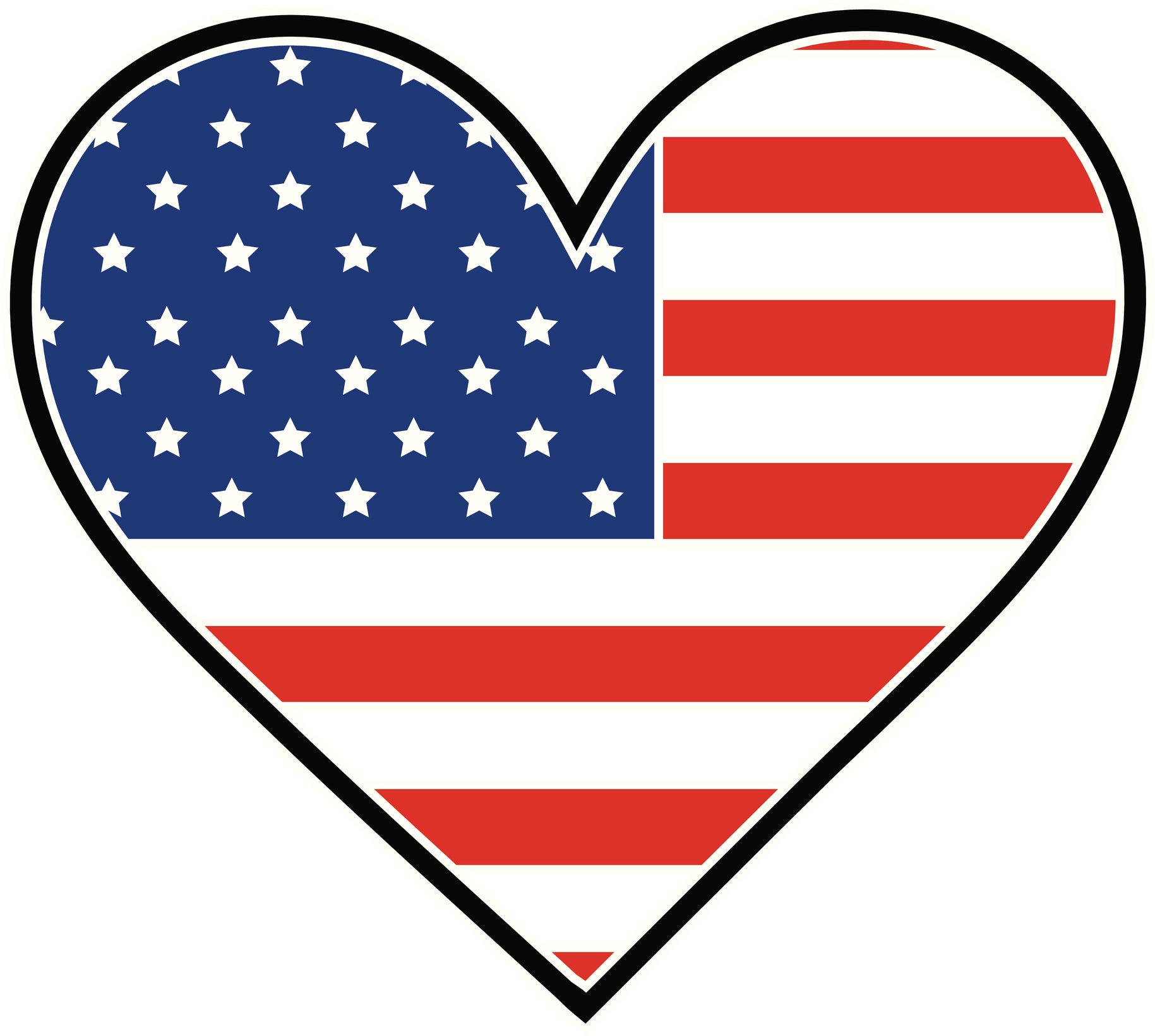 I Love USA Flag  in Heart Vinyl Decal Sticker