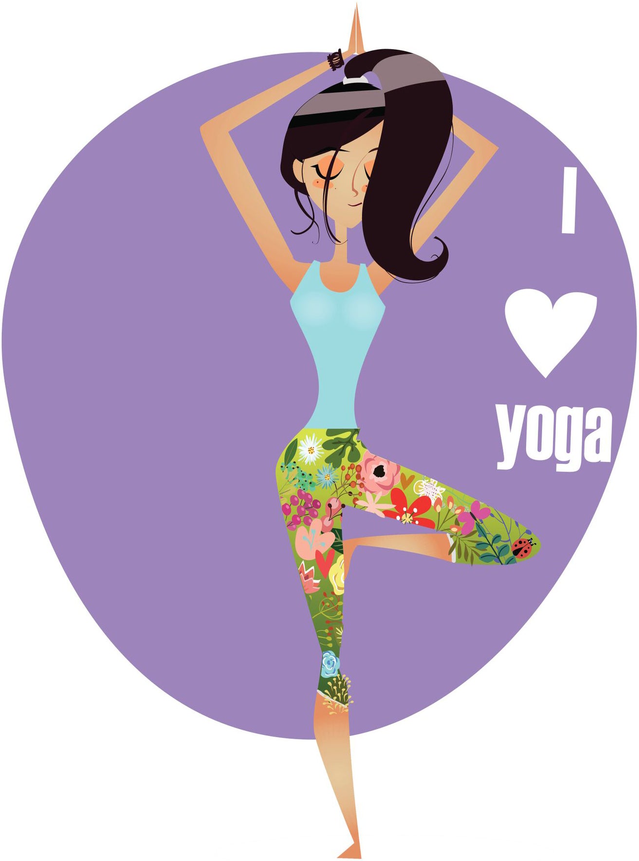I Love Yoga Yogi GIrl Icon Vinyl Decal Sticker