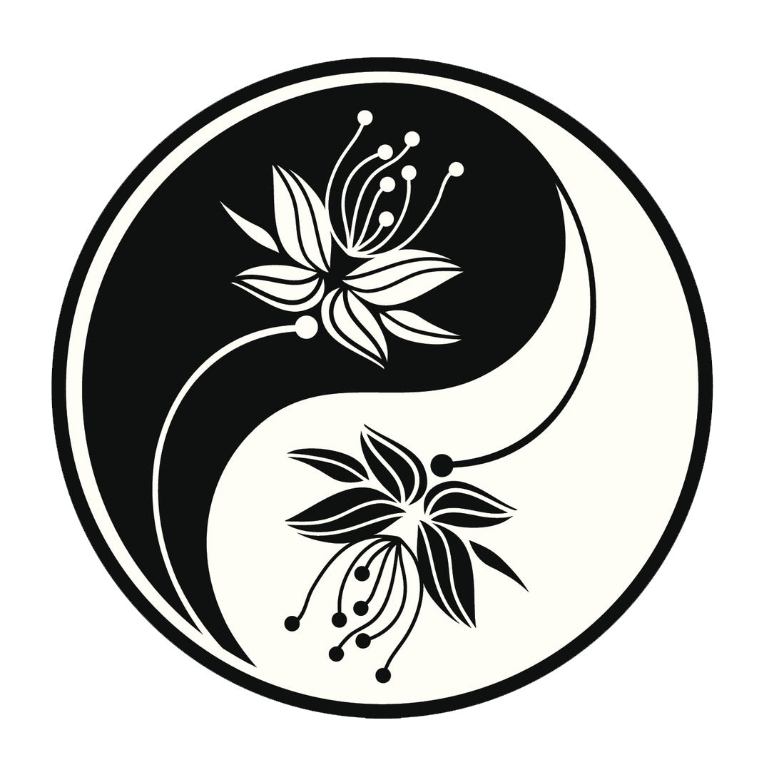 Icon Ying Yang Flowers #9 Vinyl Decal Sticker