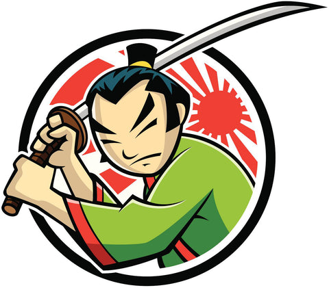 Japanase Samurai with Sword and Sun Icon Vinyl Decal Sticker