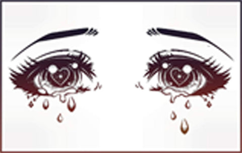 Kawaii Anime Girl Eyes Crying Diamonds Sparkles Hearts Cartoon - Ombre Vinyl Decal Sticker