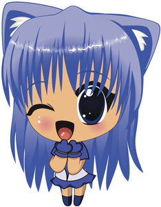 Kawaii Japanese Kitty Cat Sailor Girl with Blue Hair Vinyl Decal Sticker