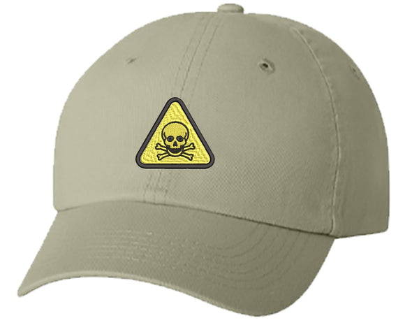 Unisex Adult Washed Dad Hat Simple Yellow Triangle Sign Symbol Icon - Poison Embroidery Sketch Design