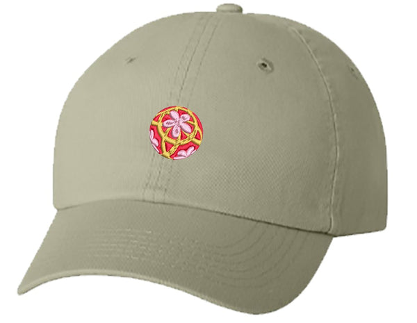 Unisex Adult Washed Dad Hat Pretty Delicate Ornate Floral Flower Sphere Cartoon - Pink Gold #4 Embroidery Sketch Design