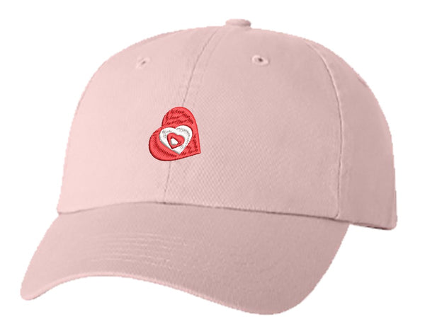 Unisex Adult Washed Dad Hat HEART SPIRAL OPTICAL ILLUSION RED WHITE Embroidery Sketch Design