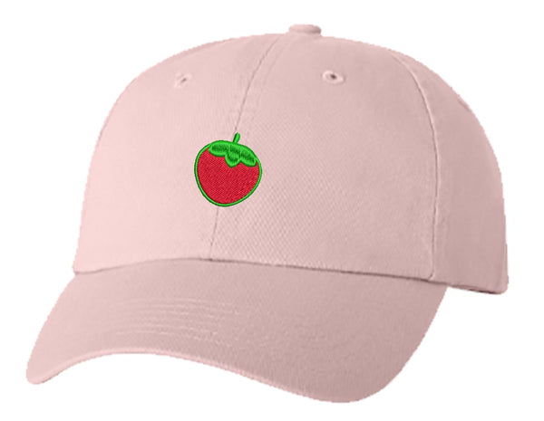 Unisex Adult Washed Dad Hat Pretty Delicate Pastel Spring Elements Red Strawberry Embroidery Sketch Design