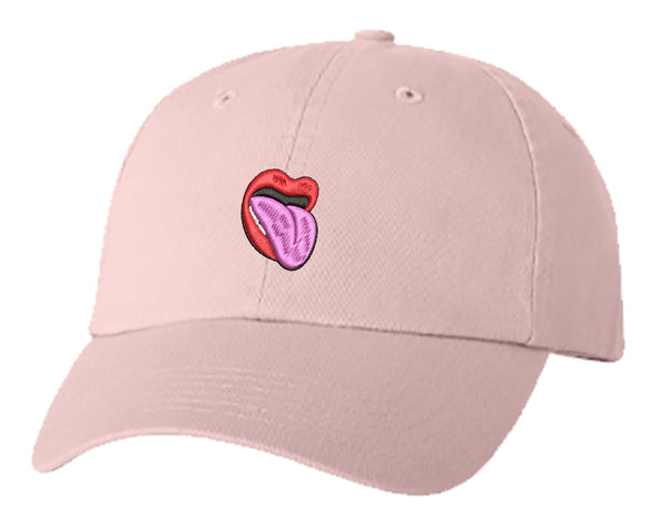 Unisex Adult Washed Dad Hat Sexy Red Luscious Kissing Lips Cartoon #9 Embroidery Sketch Design