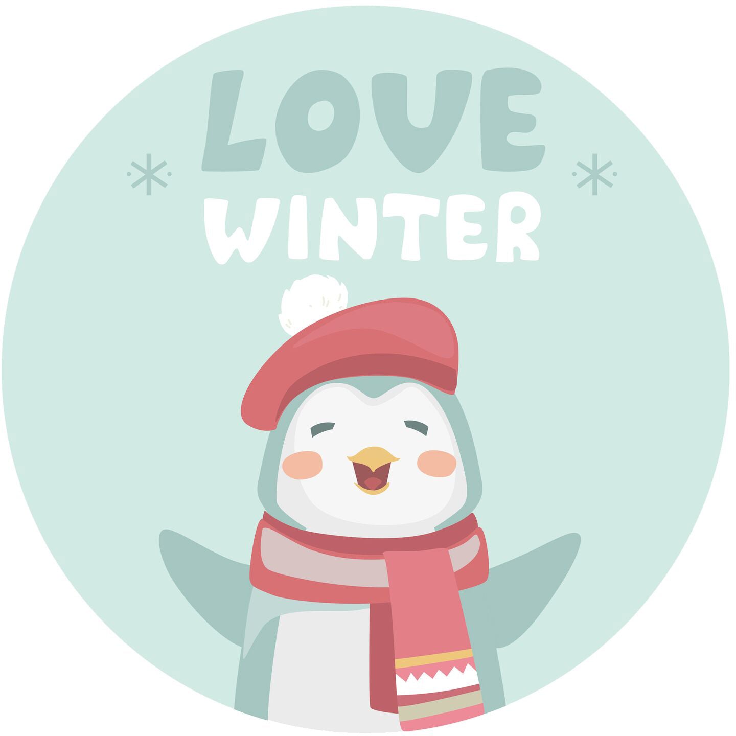 Love Winter Happy Penguin Icon Vinyl Decal Sticker