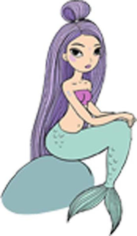 Magical Underwater Sea Creatures Cute Animal Little Girl Fantasy Characters Cartoon - Mermaid Sitting Vinyl Decal Sticker