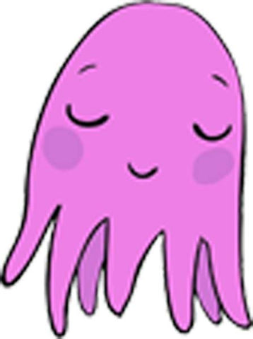Magical Underwater Sea Creatures Cute Animal Little Girl Fantasy Characters Cartoon - Squid Pink Vinyl Decal Sticker