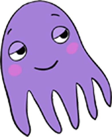 Magical Underwater Sea Creatures Cute Animal Little Girl Fantasy Characters Cartoon - Squid Purple Vinyl Decal Sticker