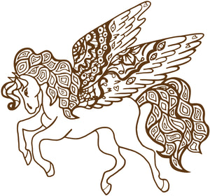 Majestic Henna Pegasus with Mandala Pattern Vinyl Decal Sticker