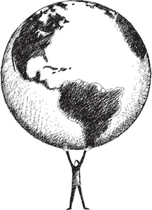 Man Holding the World Earth Pencil Sketch Drawing Vinyl Decal Sticker