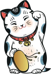 Maneki Neko Style Lucky Money Asian Kitty Cat Vinyl Decal Sticker