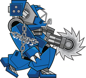 Manga Style Video Game  Battle Robot Cartoon - Blue War Spike Vinyl Decal Sticker