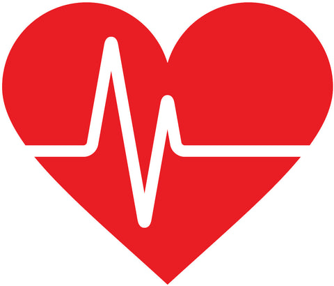 Medical EKG ECG Reading Outline in Red Heart Vinyl Decal Sticker