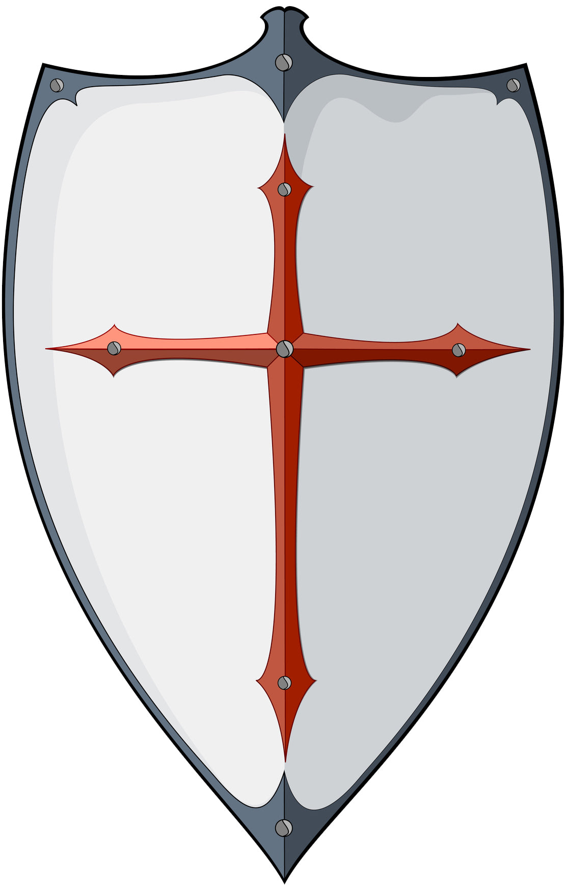Medieval Metal Shield with Red Cross Cartoon Vinyl Decal Sticker