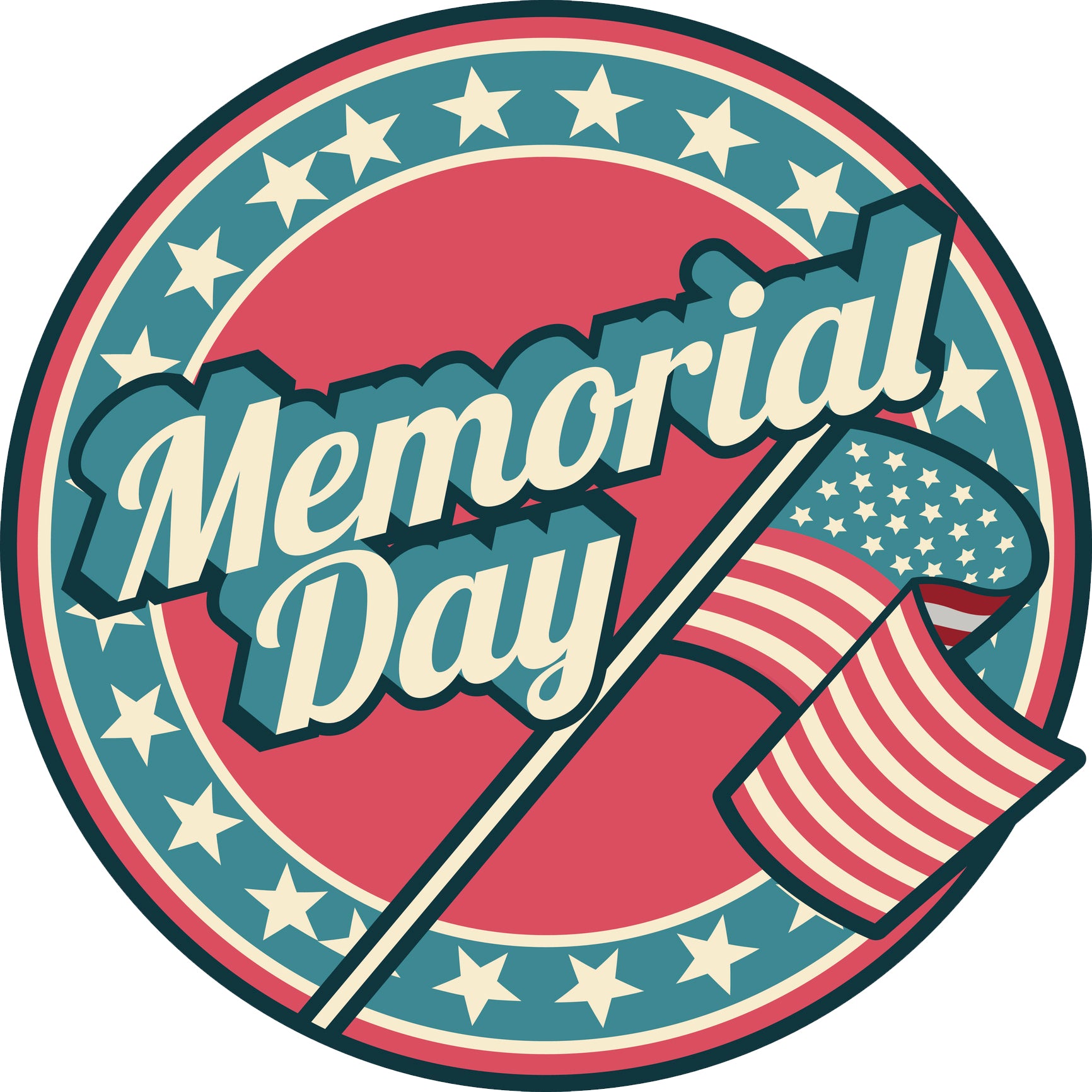 Memorial Day American Holiday Vintage Patriotic Icon Logo Vinyl Decal Sticker