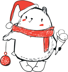 Merry Christmas Holiday Winter Forest Animal Cartoon - Bear #3 Vinyl Decal Sticker