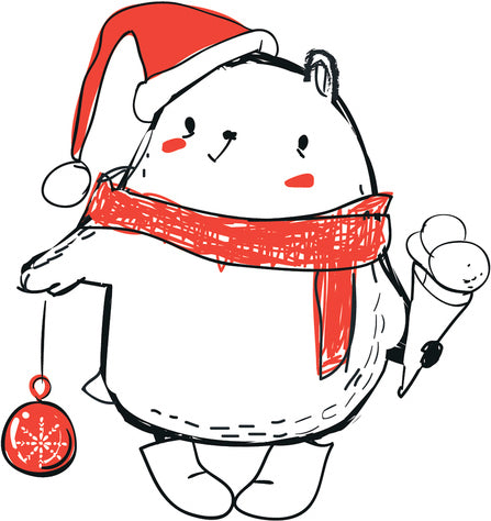 Merry Christmas Holiday Winter Forest Animal Cartoon - Bear #3 Vinyl Decal Sticker