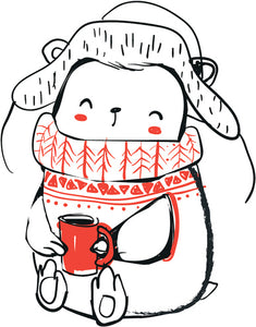 Merry Christmas Holiday Winter Forest Animal Cartoon - Bear #5 Vinyl Decal Sticker