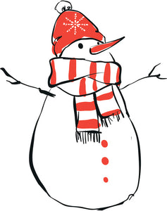 Merry Christmas Holiday Winter Forest Animal Cartoon - Snowman Vinyl Decal Sticker