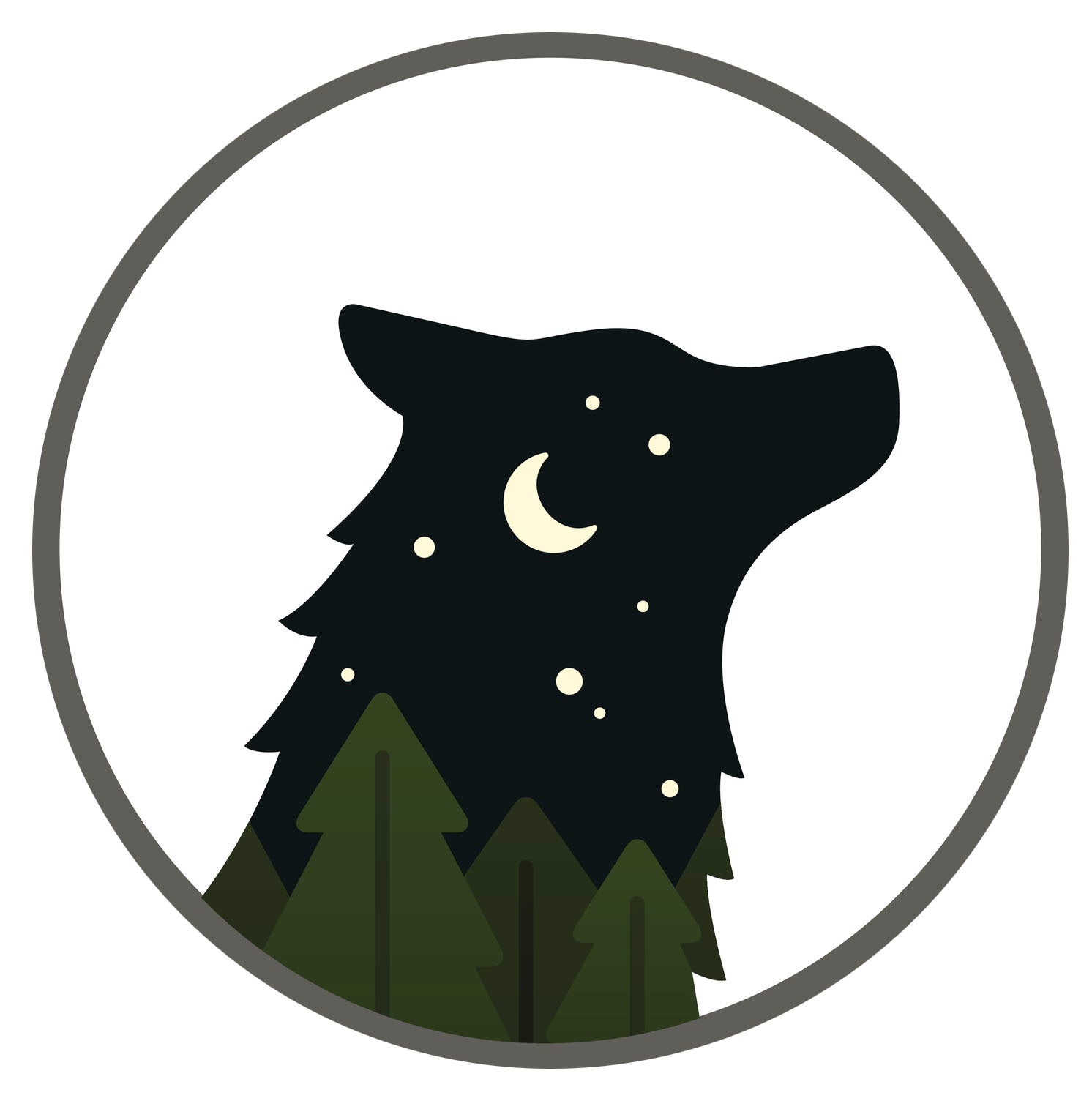 Moonlit Forest Night  in Wolf Silhouette Vinyl Decal Sticker