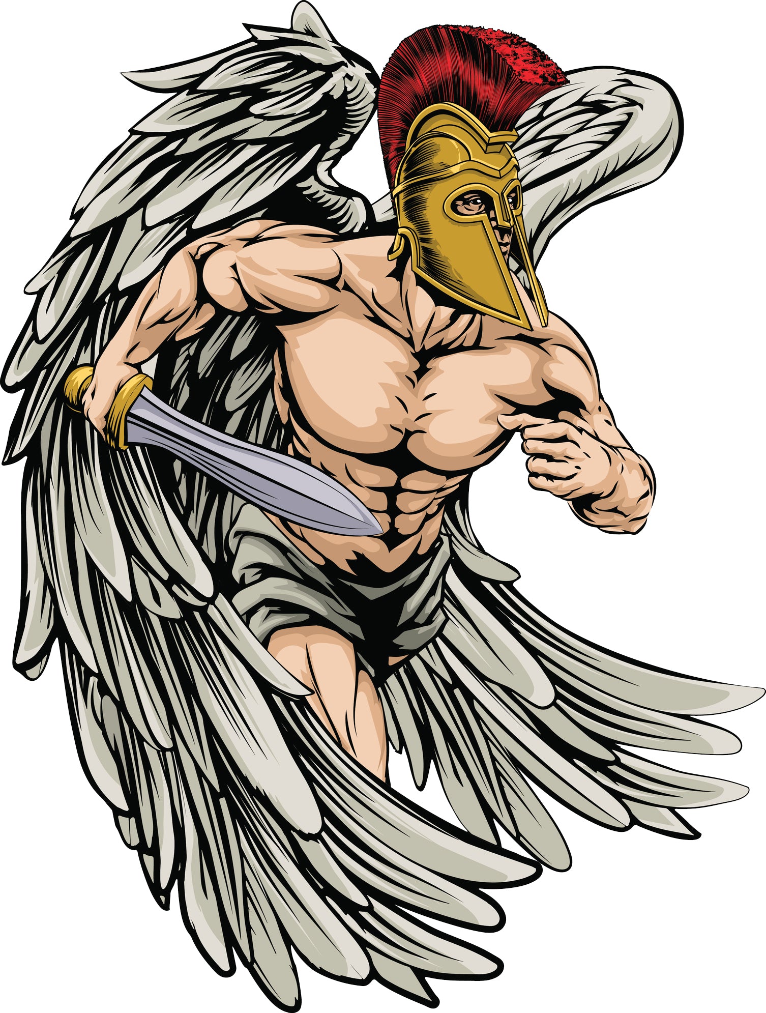 Muscular Roman Trojan Soilder with Golden Armor Cartoon Sketch #3 Vinyl Decal Sticker
