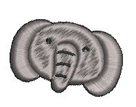 Iron on / Sew On Patch Applique NURSERY ELEPHANT HEAD ICON LIGHT GREY BLACK Embroidered Design